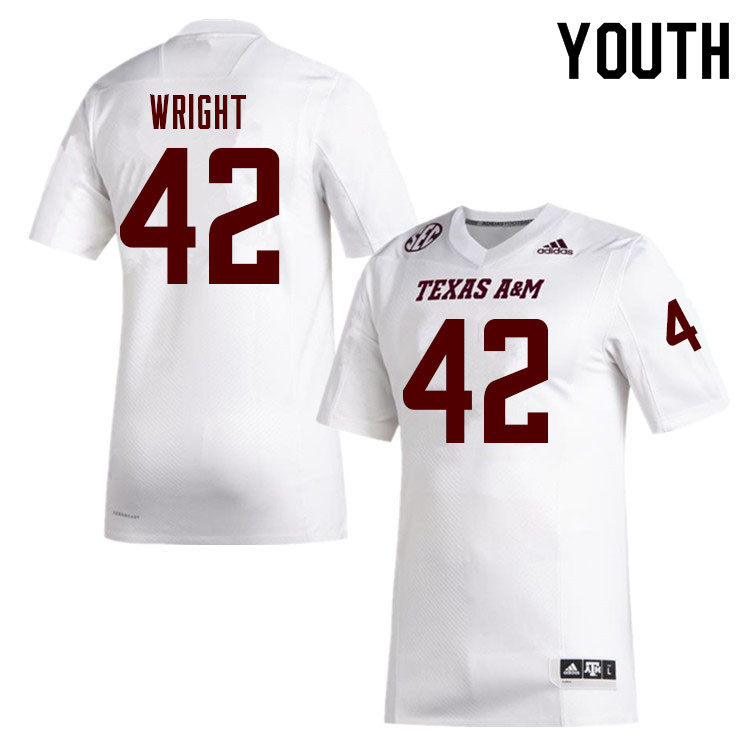 Youth #42 Max Wright Texas A&M Aggies College Football Jerseys Sale-White - Click Image to Close